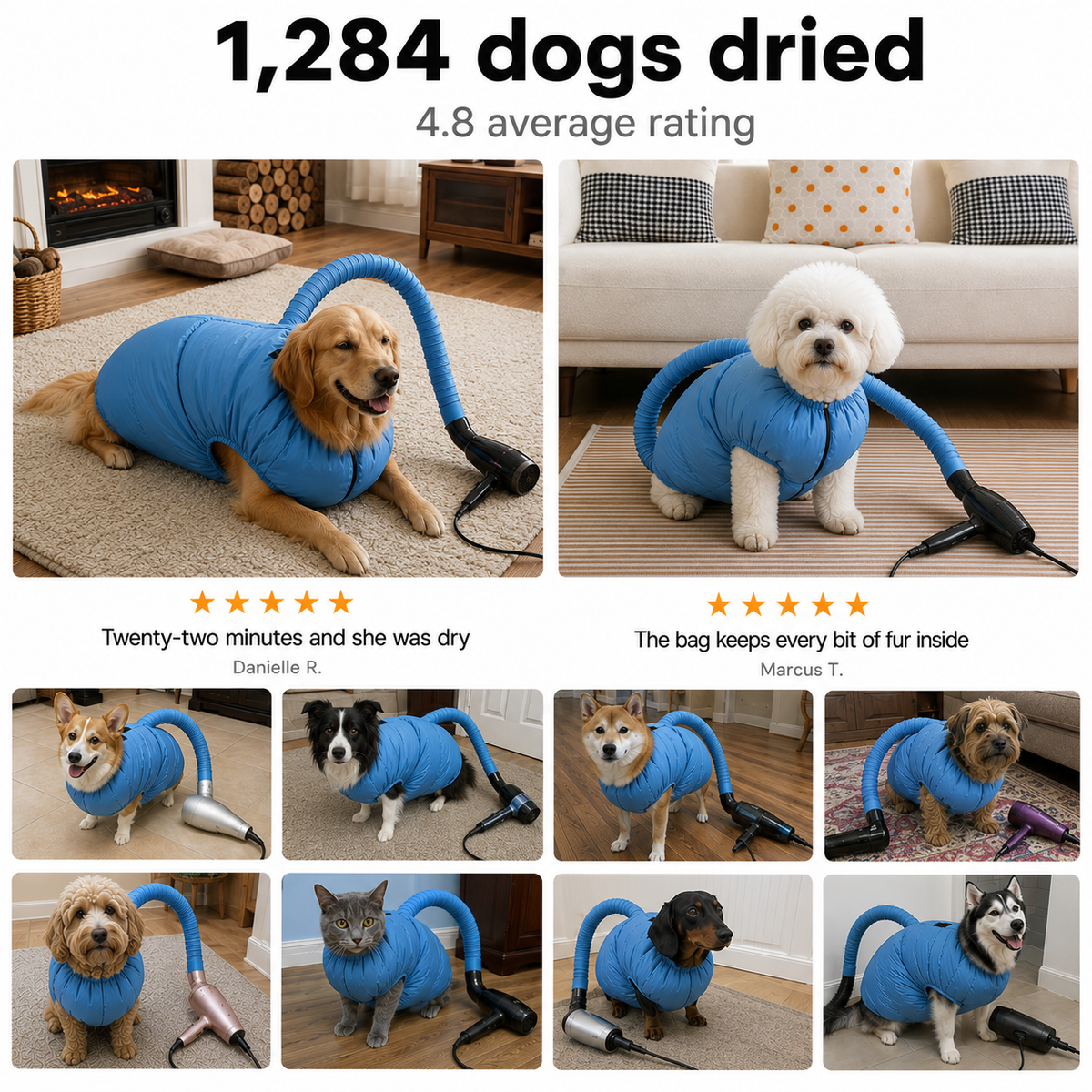 FurFlow™ Pet Drying Bag - Quick Dry Suit for Cats & Dogs