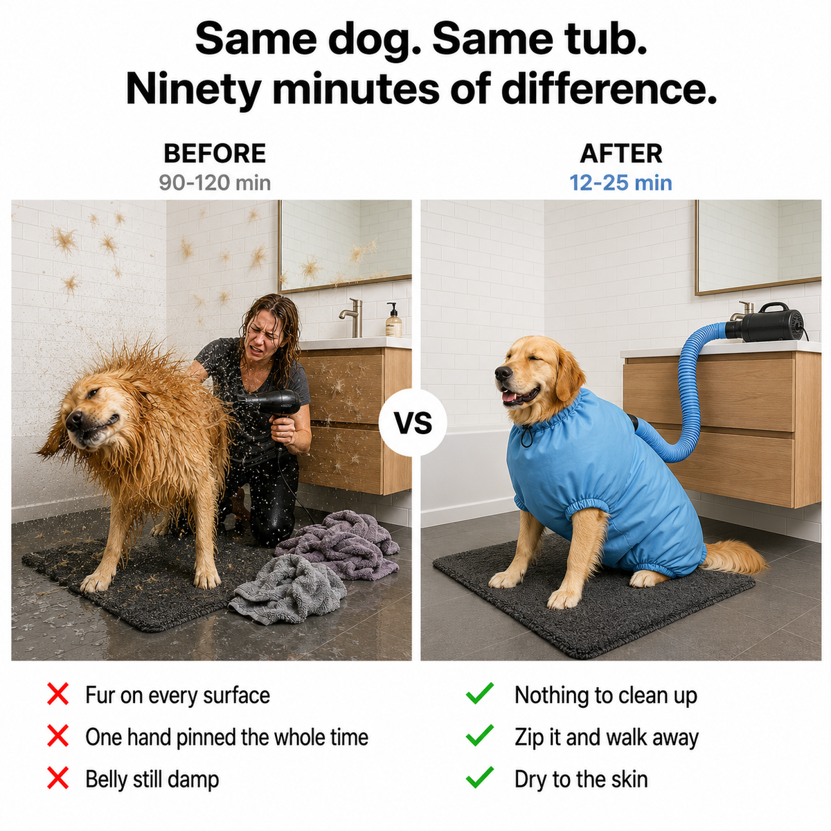 FurFlow™ Pet Drying Bag - Quick Dry Suit for Cats & Dogs